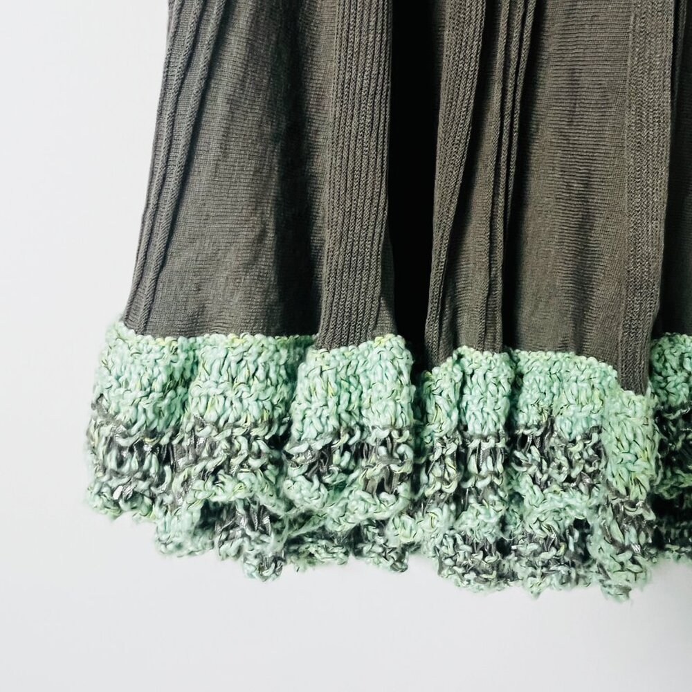 2/$30 Nic + Zoe Crochet Hem Olive Green Knit Maxi Skirt S - Picture 3 of 4